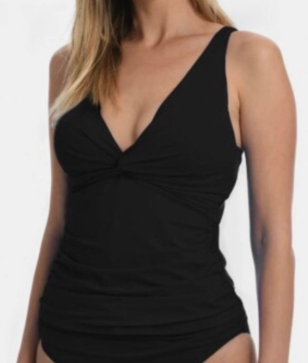 La Blanca Black Over The Shoulder Twist Tankini 12 NWOT